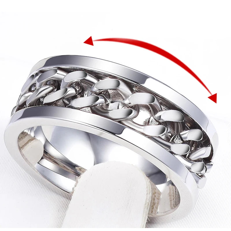 Men’s 8mm Rotating Chain Ring – Bold Titanium Steel | 4 Stylish Colors
