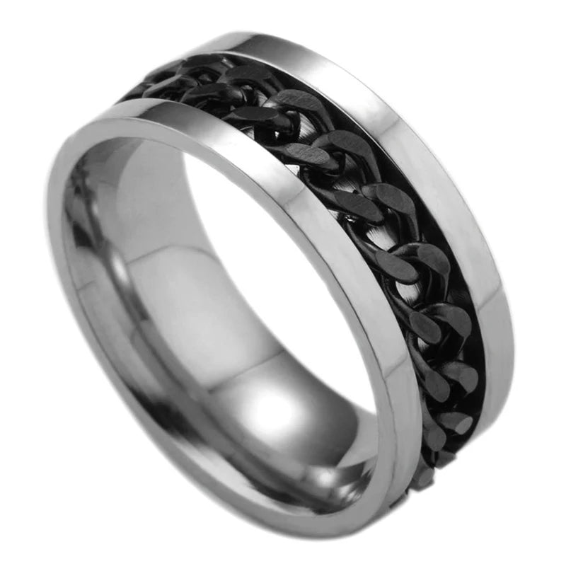 Men’s 8mm Rotating Chain Ring – Bold Titanium Steel | 4 Stylish Colors